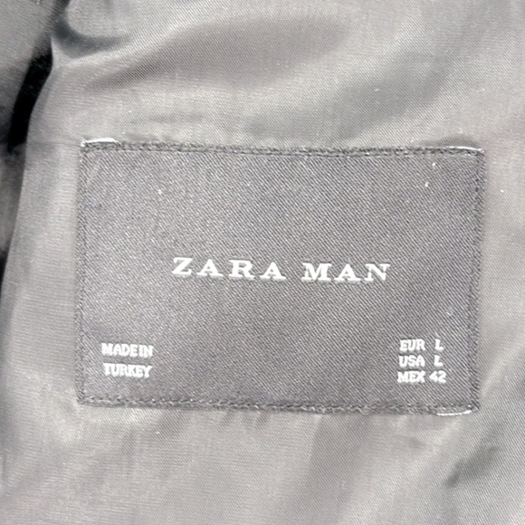 Zara Man Houndstooth Button Front Pea Coat Men’s Size Large - Picture 9 of 13